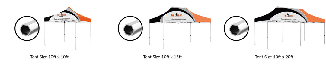 hex frame tent sizing